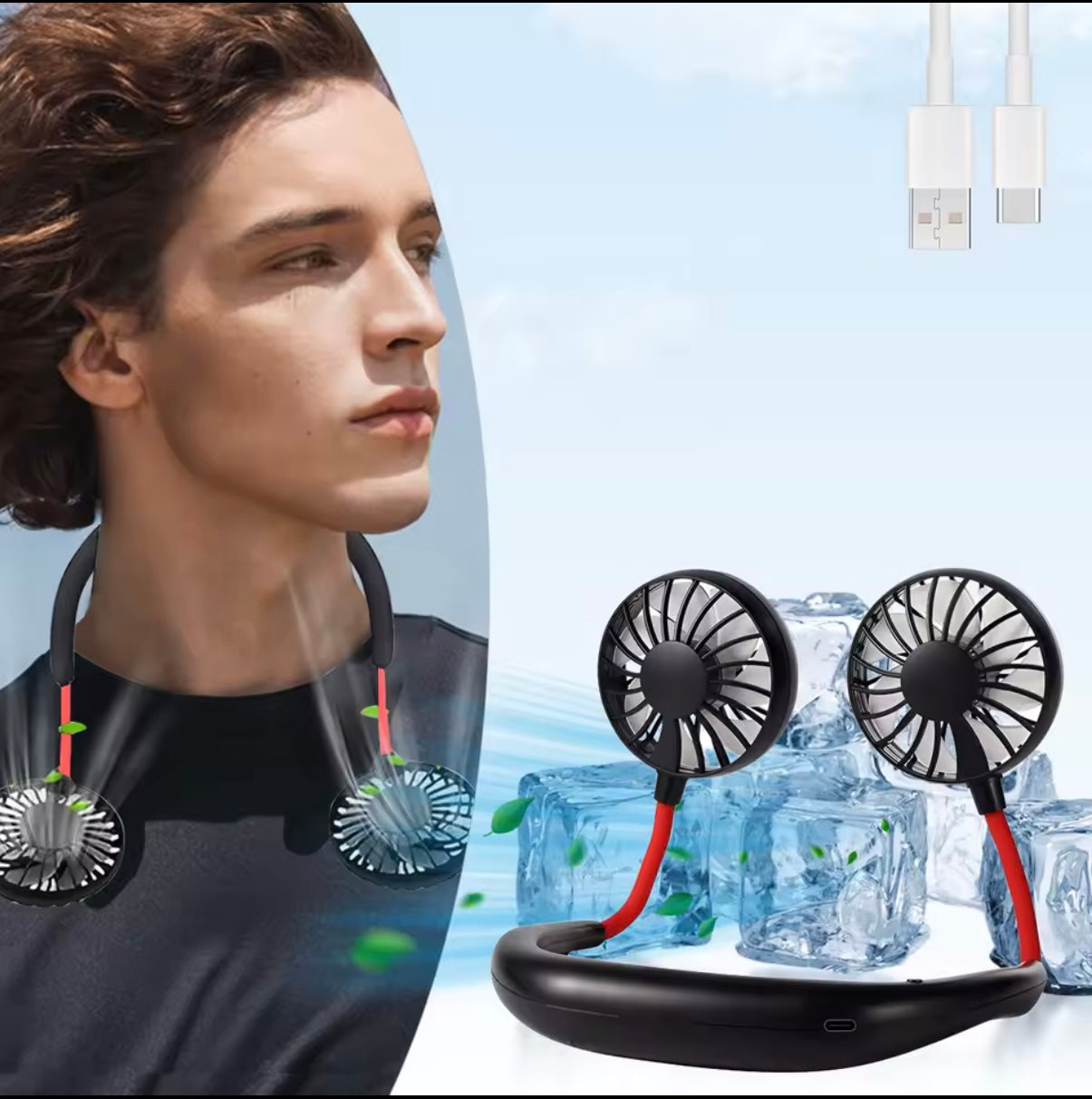 Ventilateur de Cou Sans Pales – Fraîcheur 360°